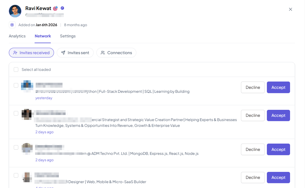LinkedIn Network Management